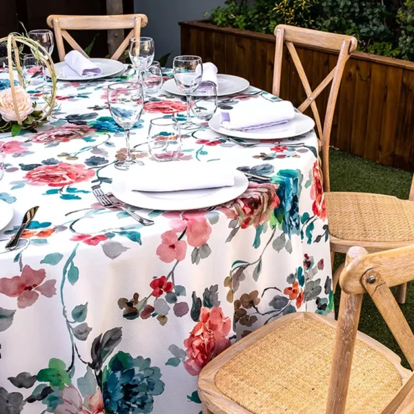 Variación Coral del mantel estampado Clavel 100% poliéster tejido Quebec
