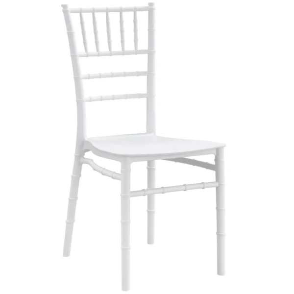Silla Tiffany blanca apilable para eventos