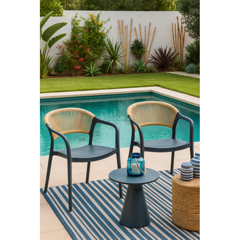 sillon apilable cuerda ibiza blanco natural para terraza mediterranea