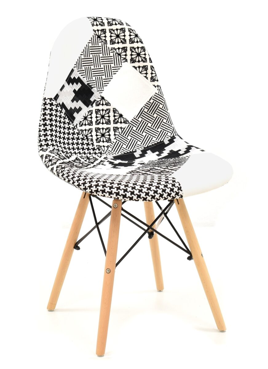 Silla madera patchwork Color Blanco y negro