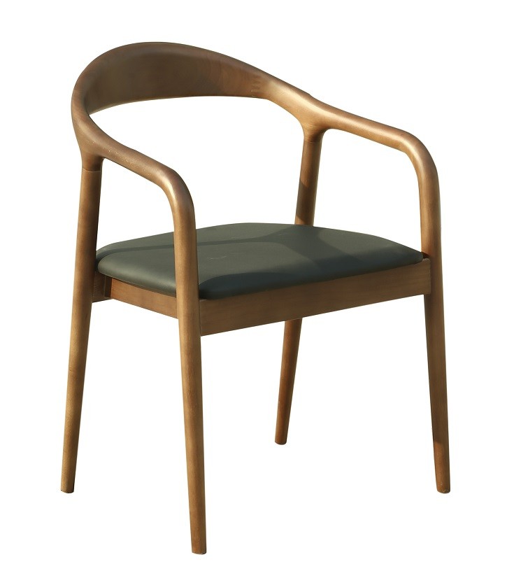 Sillón madera Haya nogal Similpiel negro BALCANES