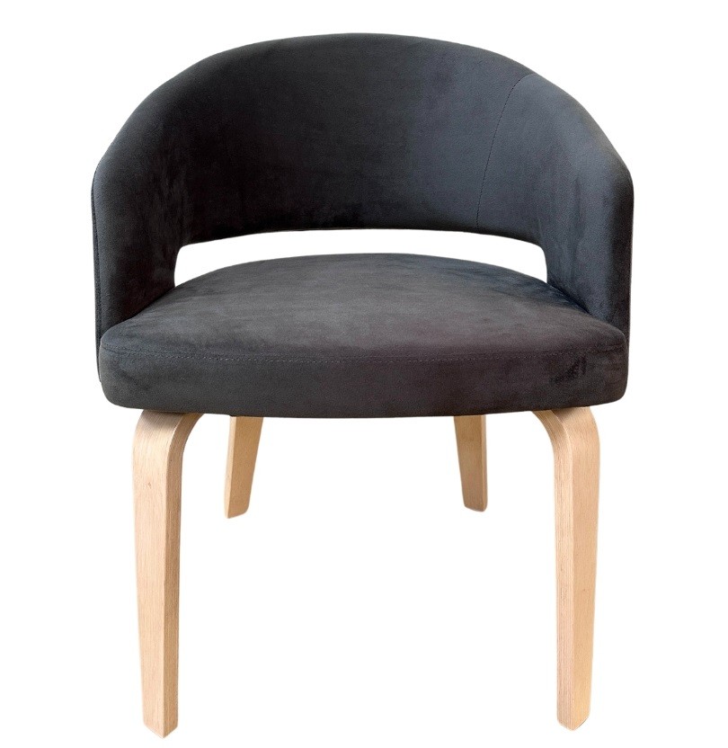 Sillón madera Hevea natural Terciopelo - Imagen 2