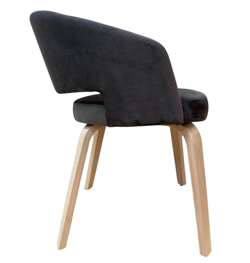 Sillón madera Hevea natural Terciopelo - Imagen 3