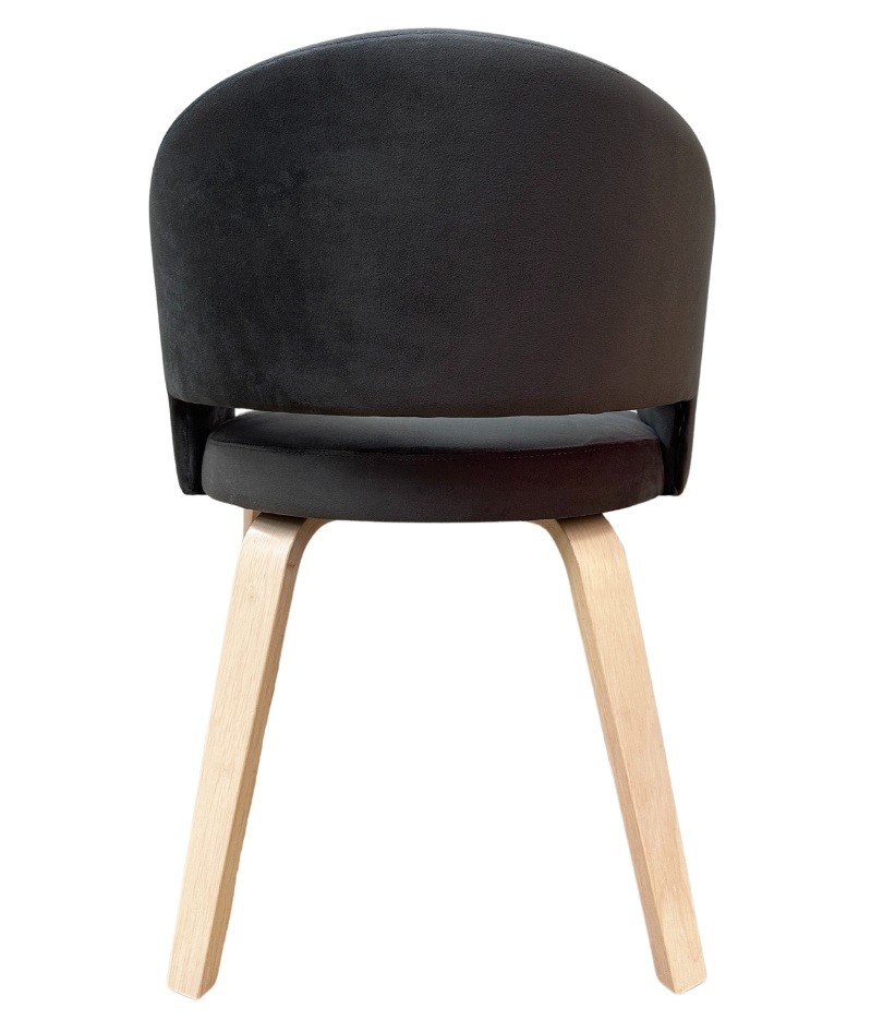 Sillón madera Hevea natural Terciopelo - Imagen 4