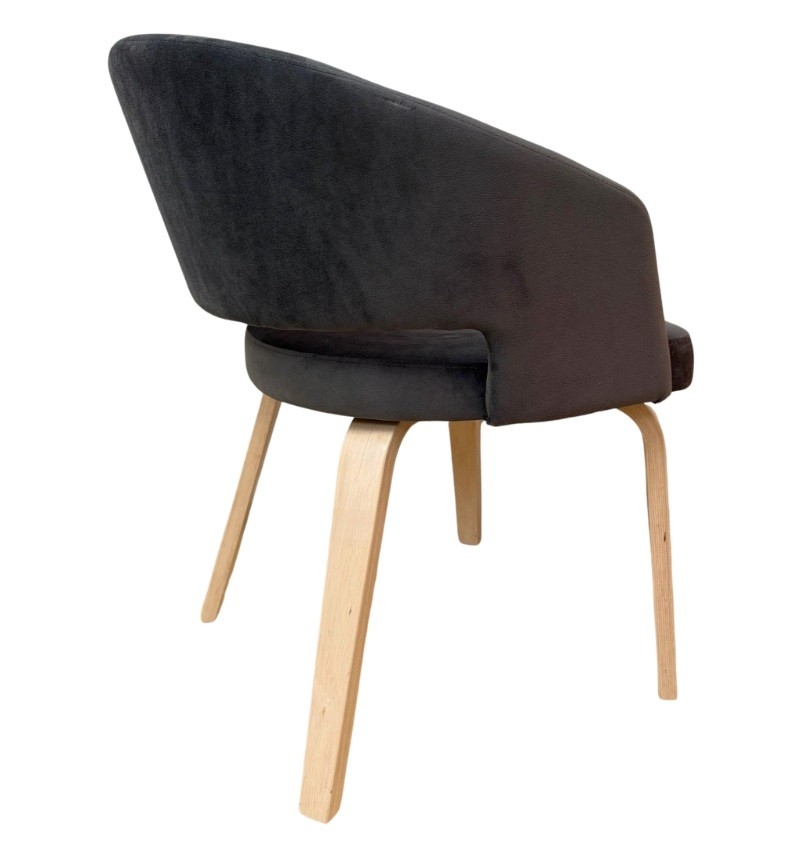 Sillón madera Hevea natural Terciopelo - Imagen 5