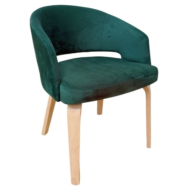 Sillón madera Hevea natural Velvet color verde
