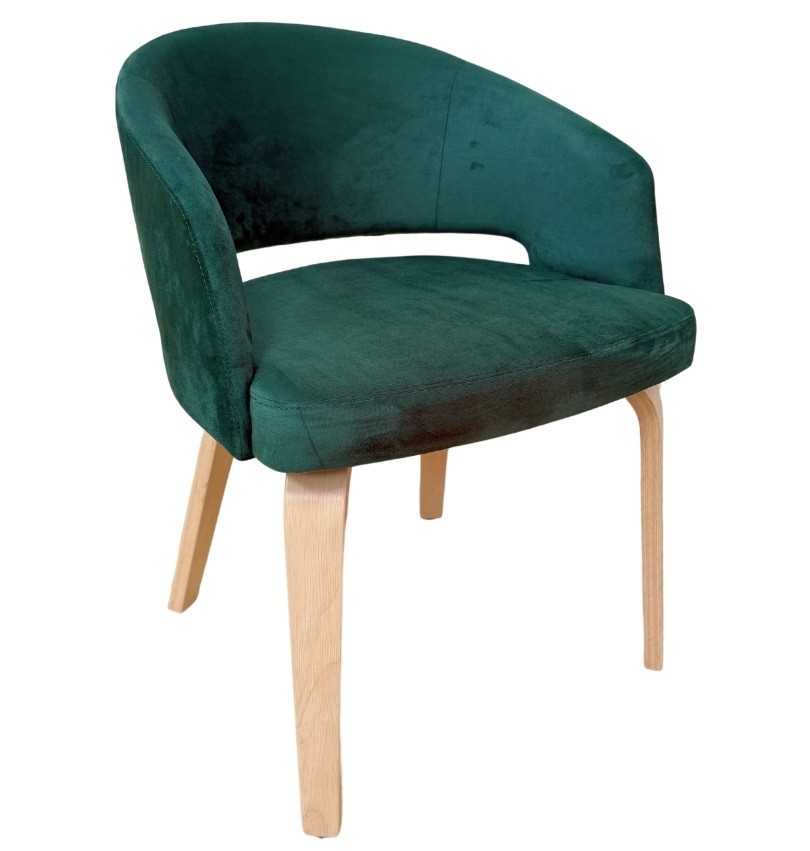 Sillón madera Hevea natural Velvet color verde
