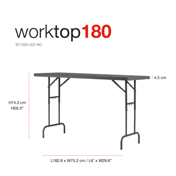 Mesa ajustable Zown Worktop 180 medidas y altura regulable