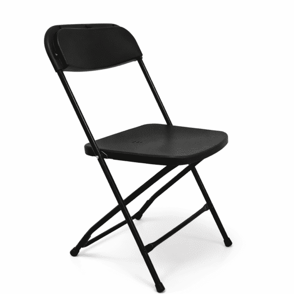 Silla Convención Metal Plegable negra vista principal en ángulo