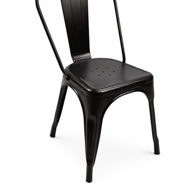 Silla Tolix negra vista principal en ángulo