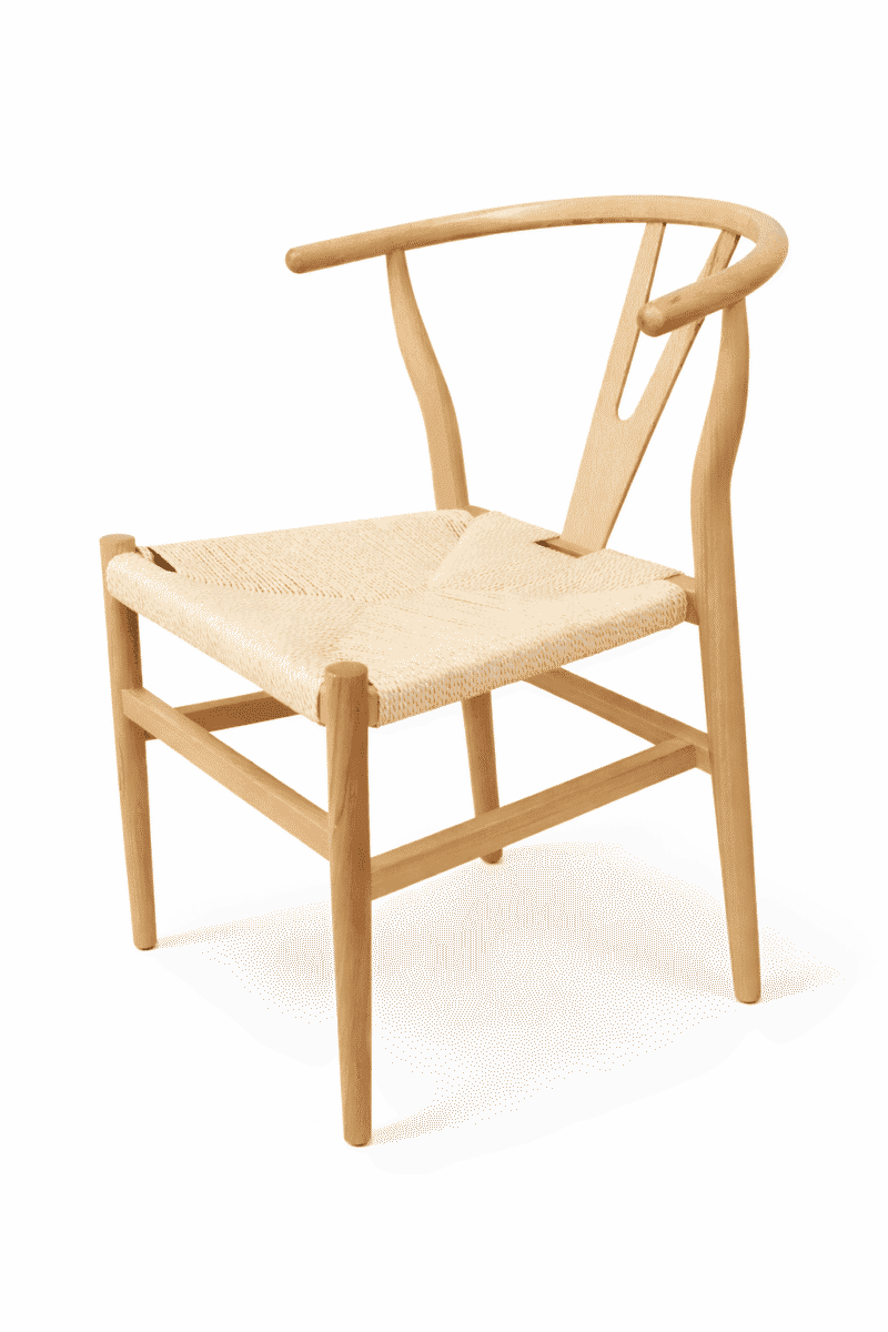 Silla Wishbone Asiento Cuerda vista delantera en ángulo