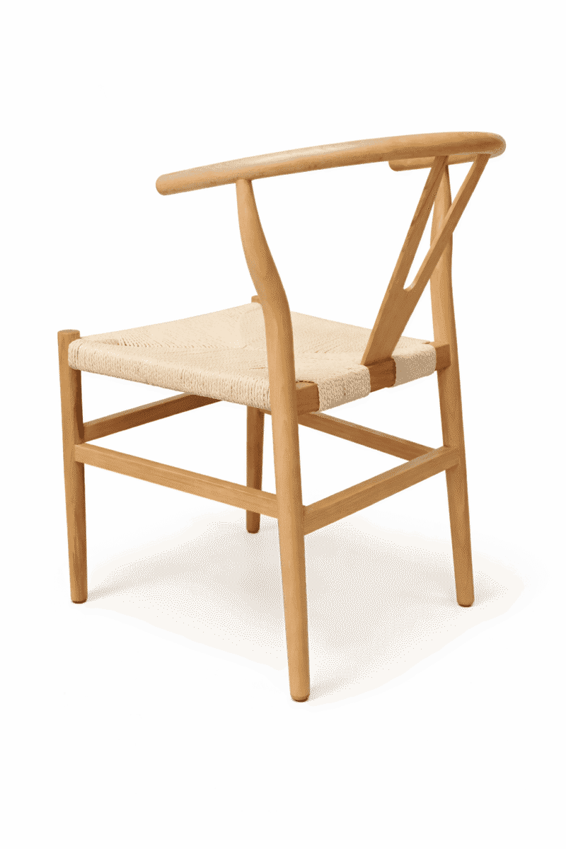Silla Wishbone Asiento Cuerda vista trasera lateral