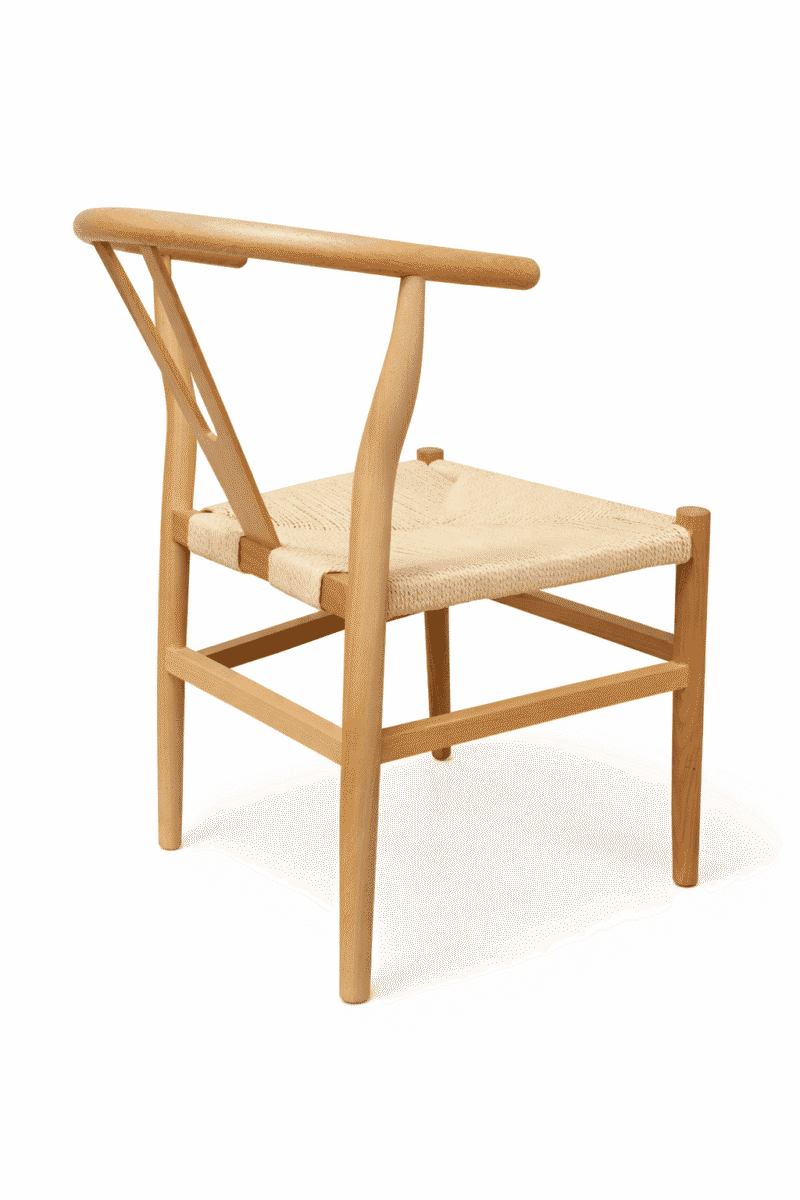 Silla Wishbone Asiento Cuerda vista trasera en perspectiva