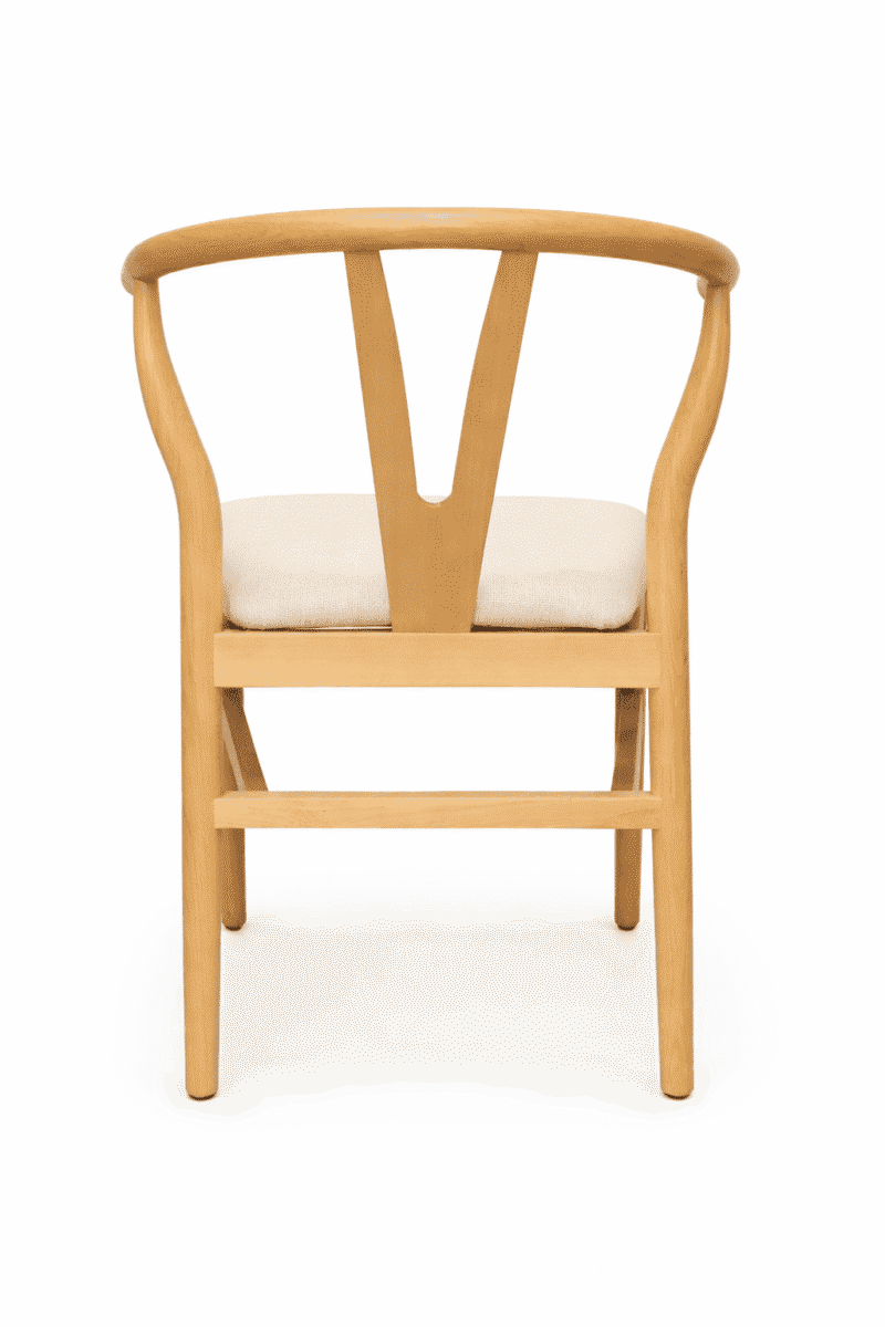 Silla Wishbone tapizada vista trasera