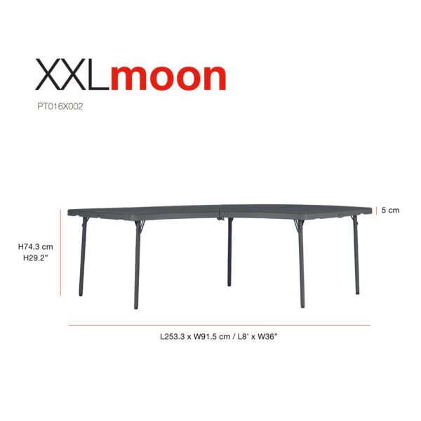 Mesa curva plegable Zown XXLmoon beneficios y características técnicas